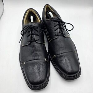 Belvedere Dress Shoes Mens 8.5 D Black Leather Florence Oxford Pebbled Cap Toe